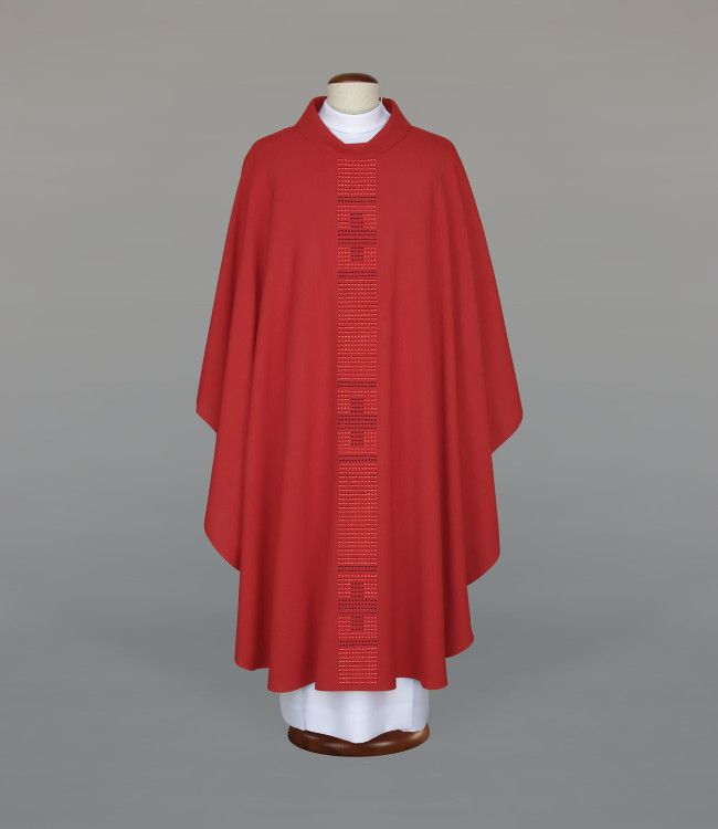 Ornat haftowany czerwony z motywem krzyży (A17) - ORNATY NA WIELKI POST - Nowość