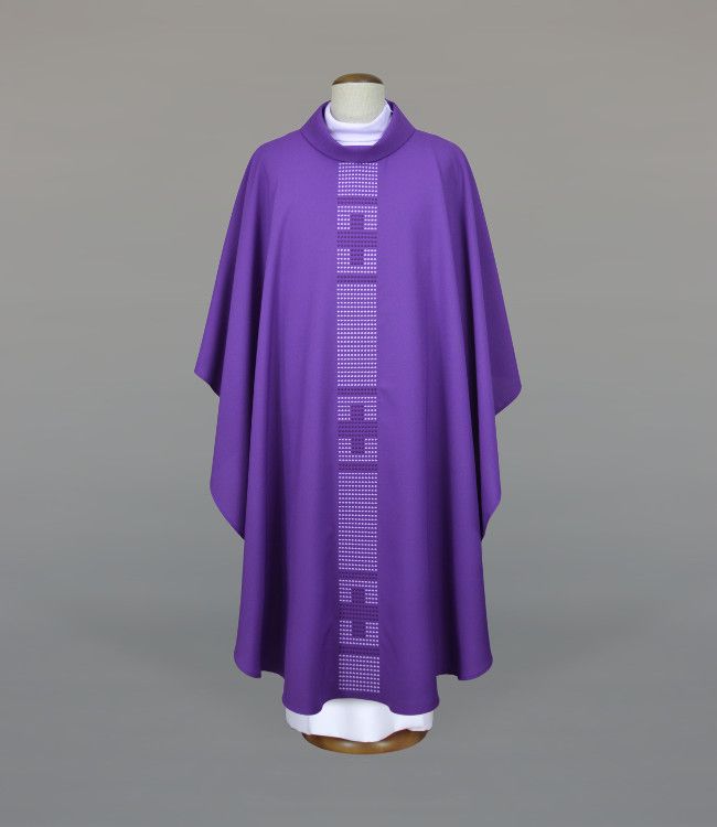 Ornat haftowany fioletowy z motywem krzyży (A19) - ORNATY NA WIELKI POST - Nowość