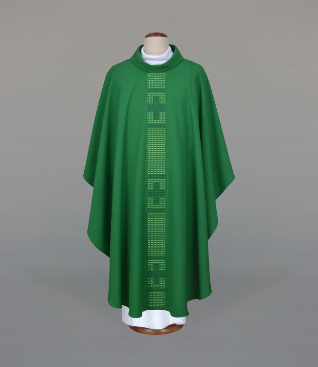 Ornat haftowany zielony z motywem krzyży (A20) - Ornaty zielone - Nowość