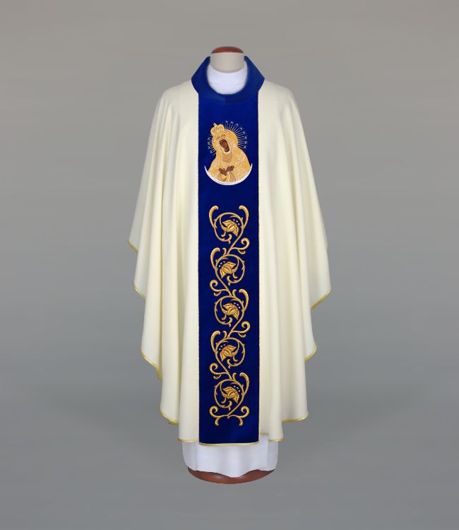 Ornat haftowany z wizerunkiem Matki Boskiej Ostrobramskiej (A25) - Ornaty Maryjne - Nowość