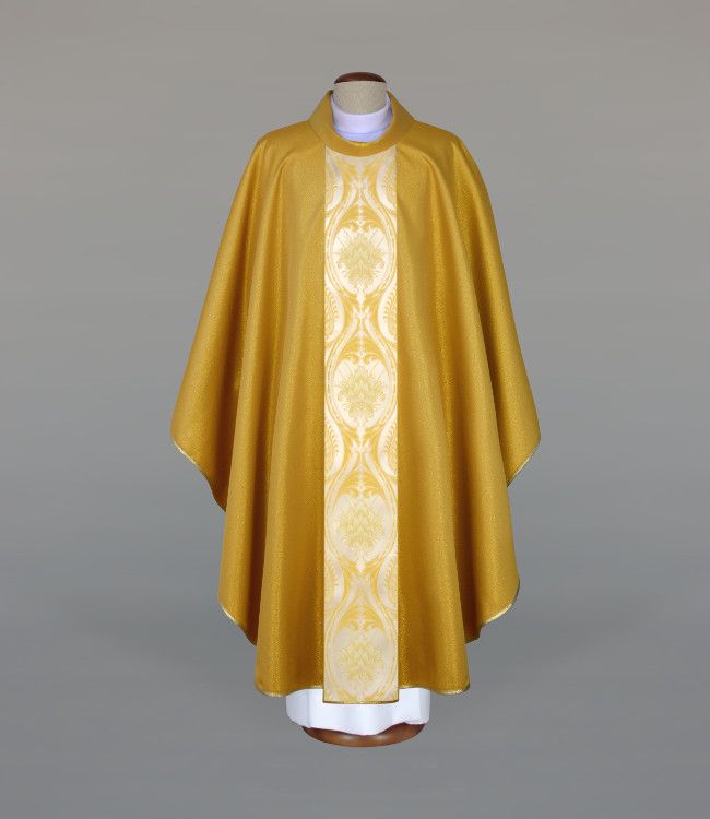 Ornat z tkanym pasem, tkanina brokat- stare złoto (A32) - Ornaty złote/srebrne - Nowość