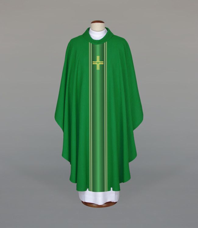 Ornat haftowany zielony z motywem krzyża (A36) - Ornaty zielone - Nowość