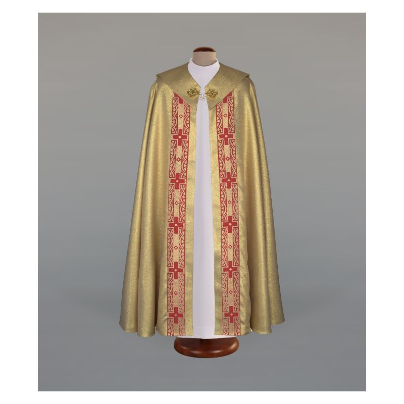 Kapa złota, brokatowa tkanina, zdobiona piękną taśmą (A37) - KAPY LITURGICZNE - Kapa złota, brokatowa tkanina, zdobiona piękną taśmą (A37)