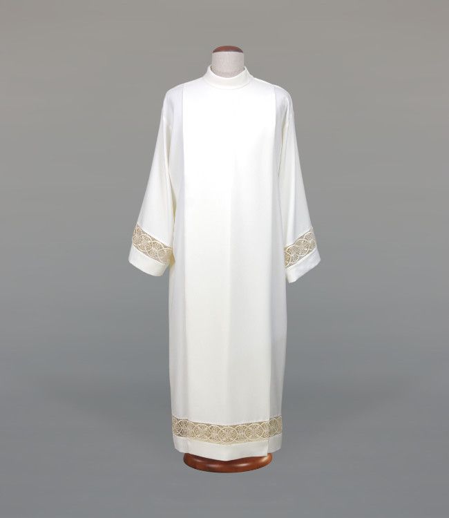 Alba kapłańska biała lub ecru ze złotą wstawką (18) - KOMŻE I ALBY  KAPŁAŃSKIE - zdjęcie 3 - Alba kapłańska biała lub ecru ze złotą wstawką (18)