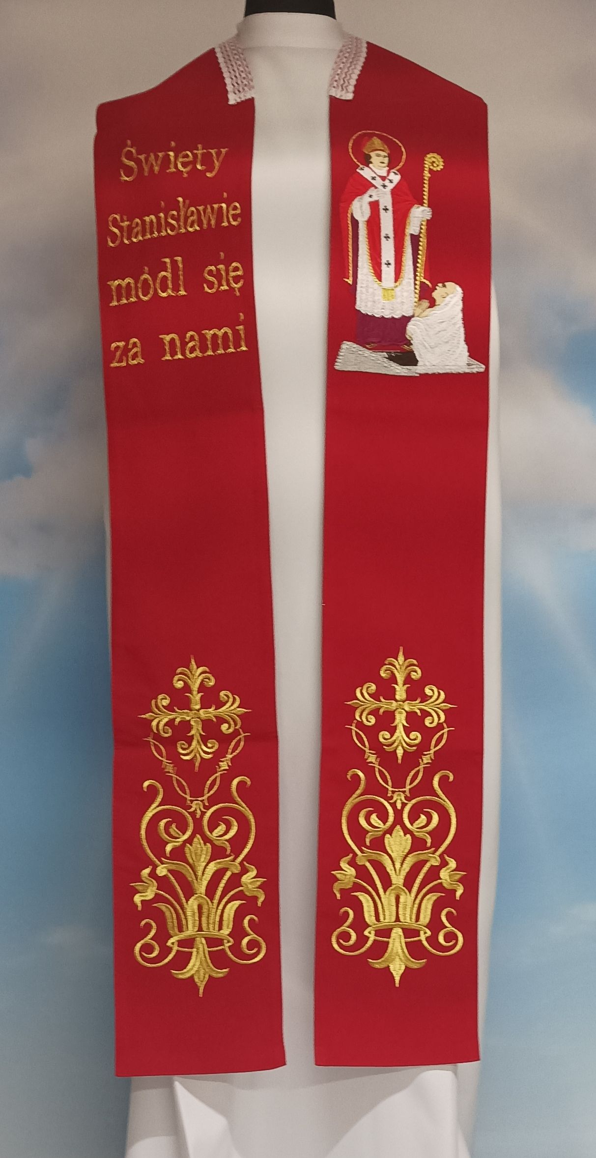 Stuła z wizerunkiem św. Stanisława - biskupa i męczennika - Z POSTACIAMI - Nowość