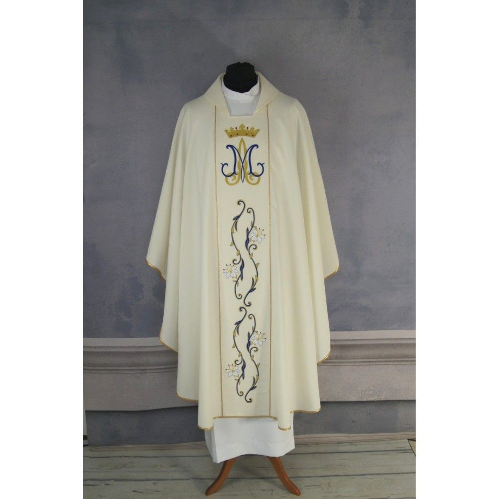 Ornat haftowany Maryjny ecru (30) - Ornaty Maryjne - zdjęcie 3 - Ornat haftowany Maryjny ecru (30)
