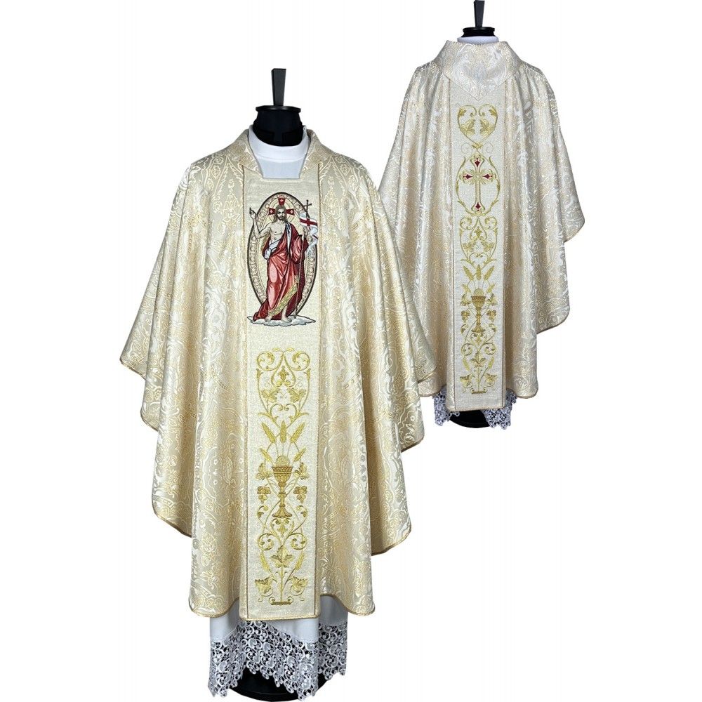 Ornat gotycki, haftowany Jezus zmartwychwstały (13K) - Ornaty złote/srebrne - Nowość