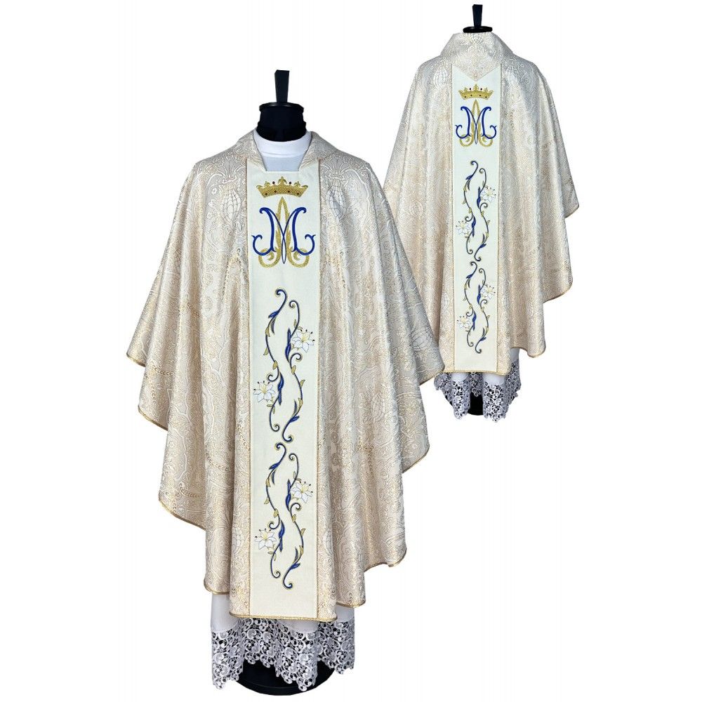 Ornat gotycki haftowany, motyw maryjny (14K) - Ornaty złote/srebrne - Nowość