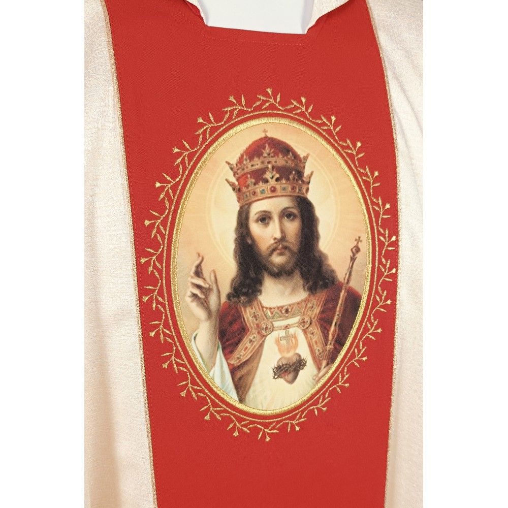 Ornat gotycki, nadruk z wizerunkiem Chrystusa Króla (15K) - Ornaty złote/srebrne - zdjęcie 2 - Ornat gotycki, nadruk z wizerunkiem Chrystusa Króla (15K)