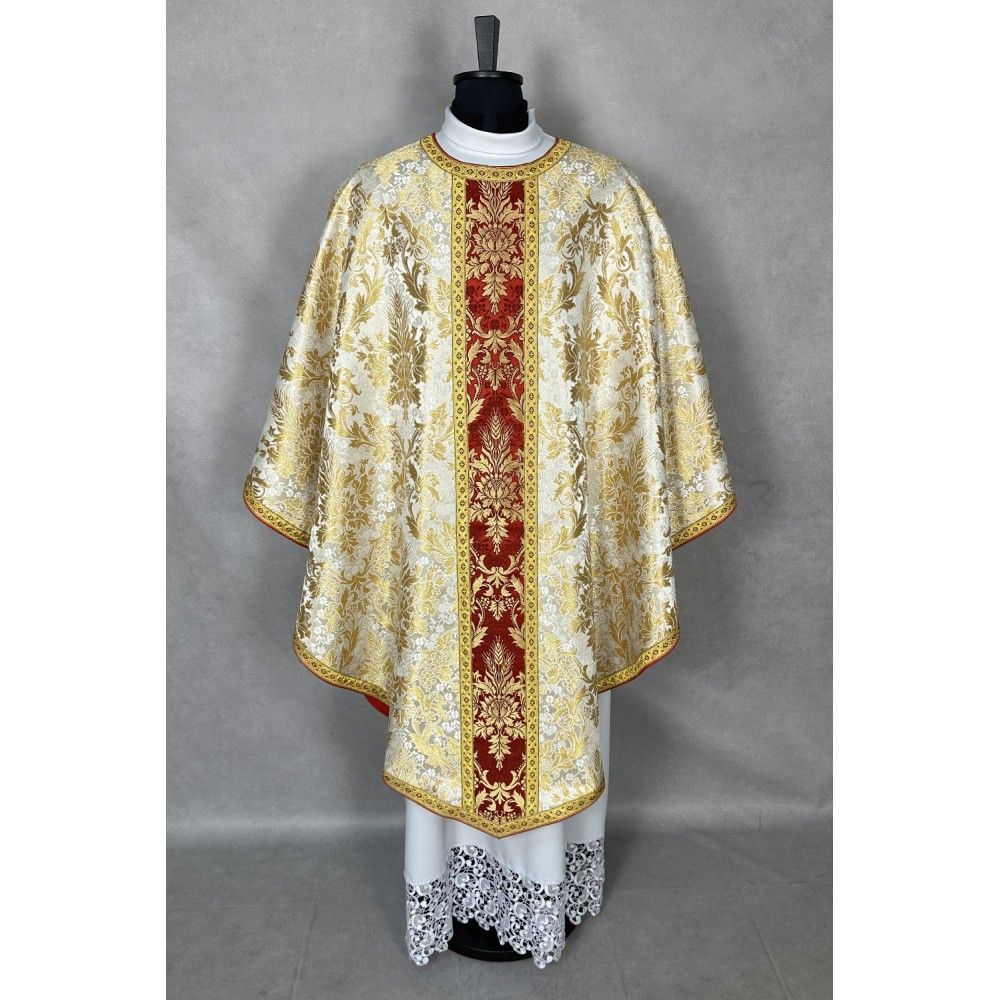 Ornat gotycki haftowany + stuła, bursa, manipularz, welon na kielich (23K) - Ornaty złote/srebrne - zdjęcie 3 - Ornat gotycki haftowany + stuła, bursa, manipularz, welon na kielich (23K)