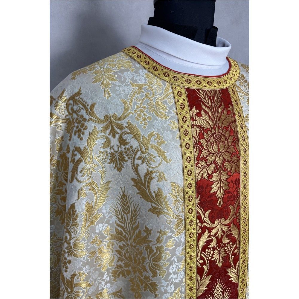Ornat gotycki haftowany + stuła, bursa, manipularz, welon na kielich (23K) - Ornaty złote/srebrne - zdjęcie 2 - Ornat gotycki haftowany + stuła, bursa, manipularz, welon na kielich (23K)