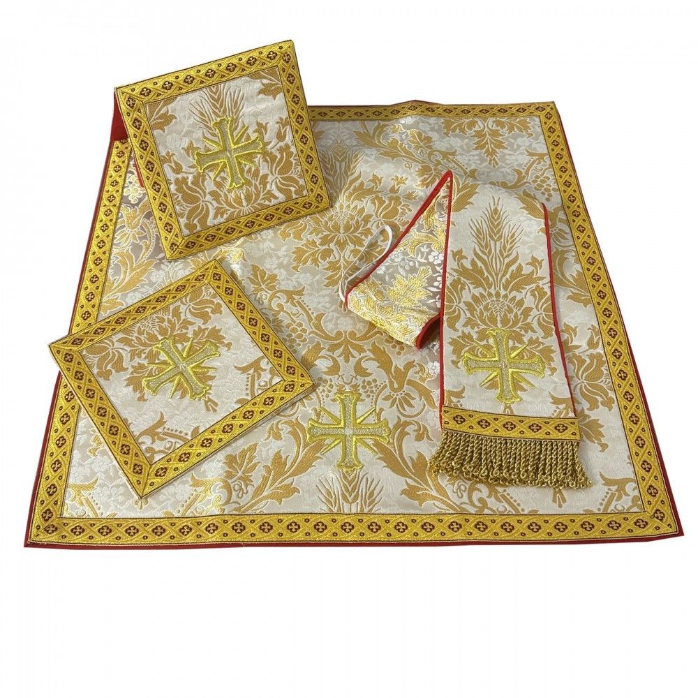 Ornat gotycki haftowany + stuła, bursa, manipularz, welon na kielich (23K) - Ornaty złote/srebrne - zdjęcie 5 - Ornat gotycki haftowany + stuła, bursa, manipularz, welon na kielich (23K)