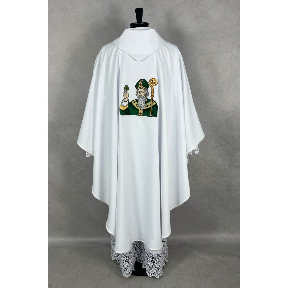 Ornat gotycki haftowany Św. Patryk - Ornaty białe/ ecru - zdjęcie 3 - Ornat gotycki haftowany Św. Patryk