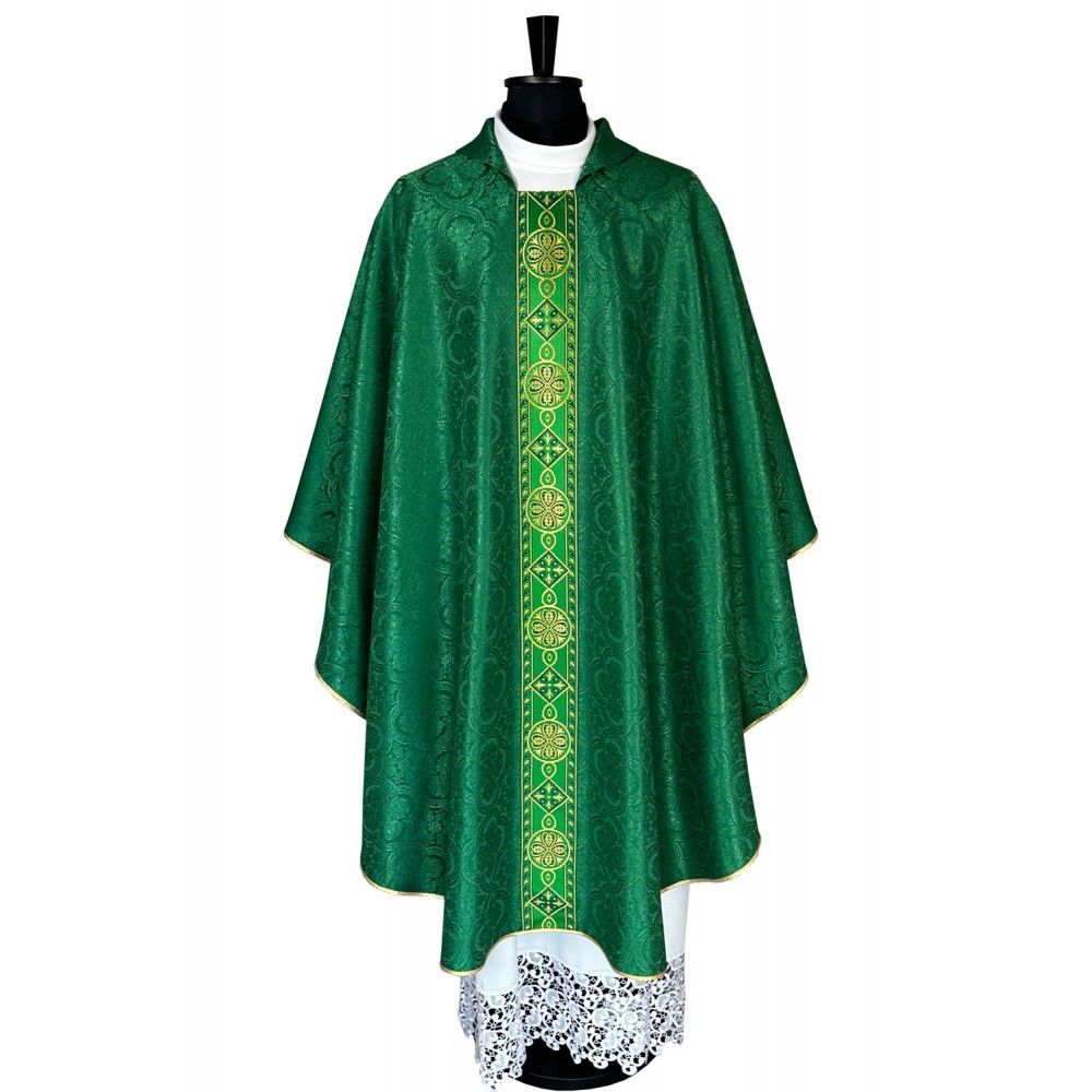 Ornat gotycki zielony, tkanina żakard (29K) - Ornaty zielone - Nowość