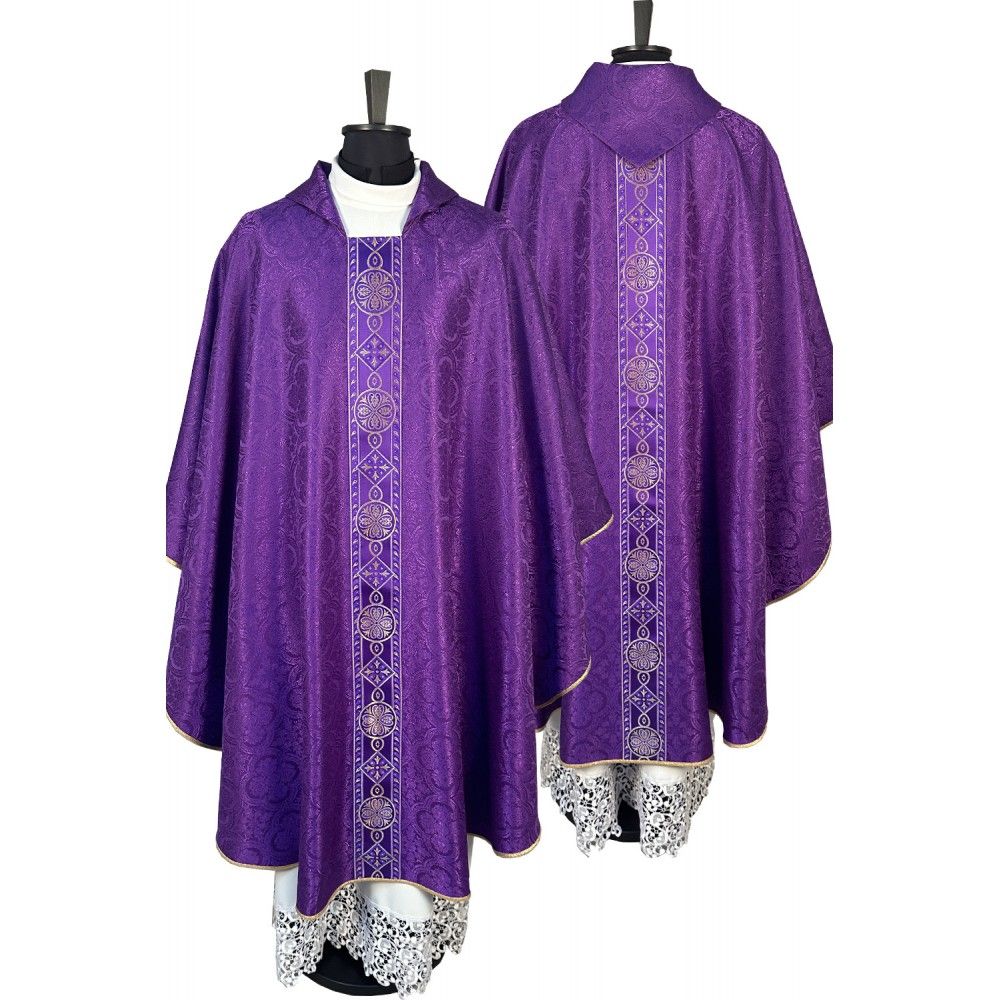 Ornat gotycki fioletowy, tkanina żakard (30K) - ORNATY NA WIELKI POST - Nowość