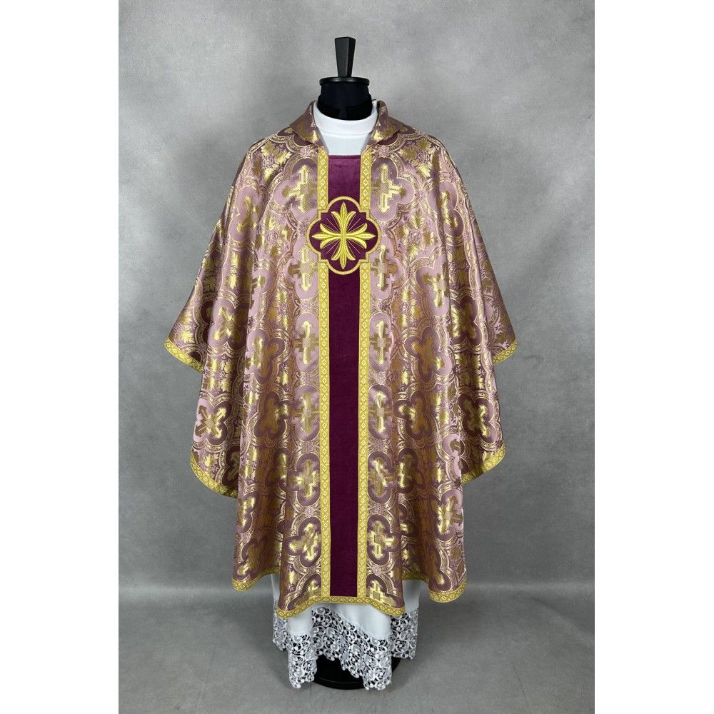 Ornat gotycki blady róż, haftowany (36K) - ORNATY NA WIELKI POST - zdjęcie 3 - Ornat gotycki blady róż, haftowany (36K)