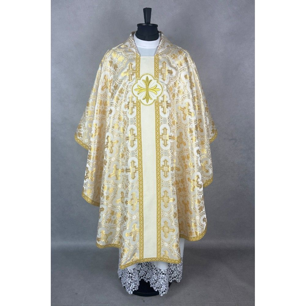 Ornat gotycki ecru/złoty, haftowany (37K) - Ornaty białe/ ecru - zdjęcie 2 - Ornat gotycki ecru/złoty, haftowany (37K)