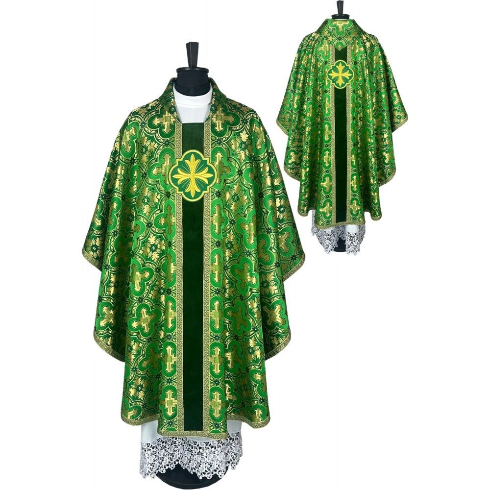 Ornat gotycki zielony, haftowany (38K) - Ornaty zielone - Nowość