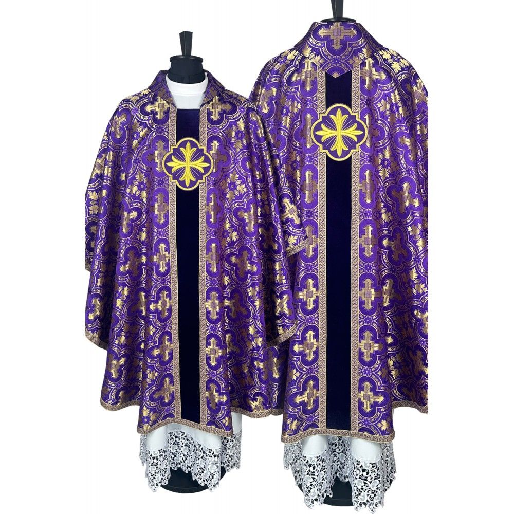 Ornat gotycki fioletowy, haftowany (39K) - ORNATY NA WIELKI POST - Nowość