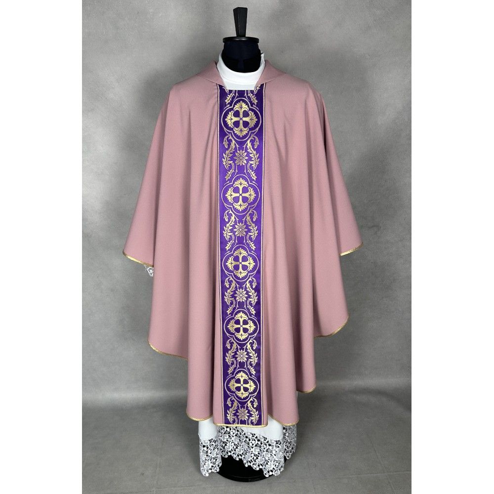 Ornat gotycki blady róż, pasy tkane (41K) - ORNATY NA WIELKI POST - zdjęcie 2 - Ornat gotycki blady róż, pasy tkane (41K)