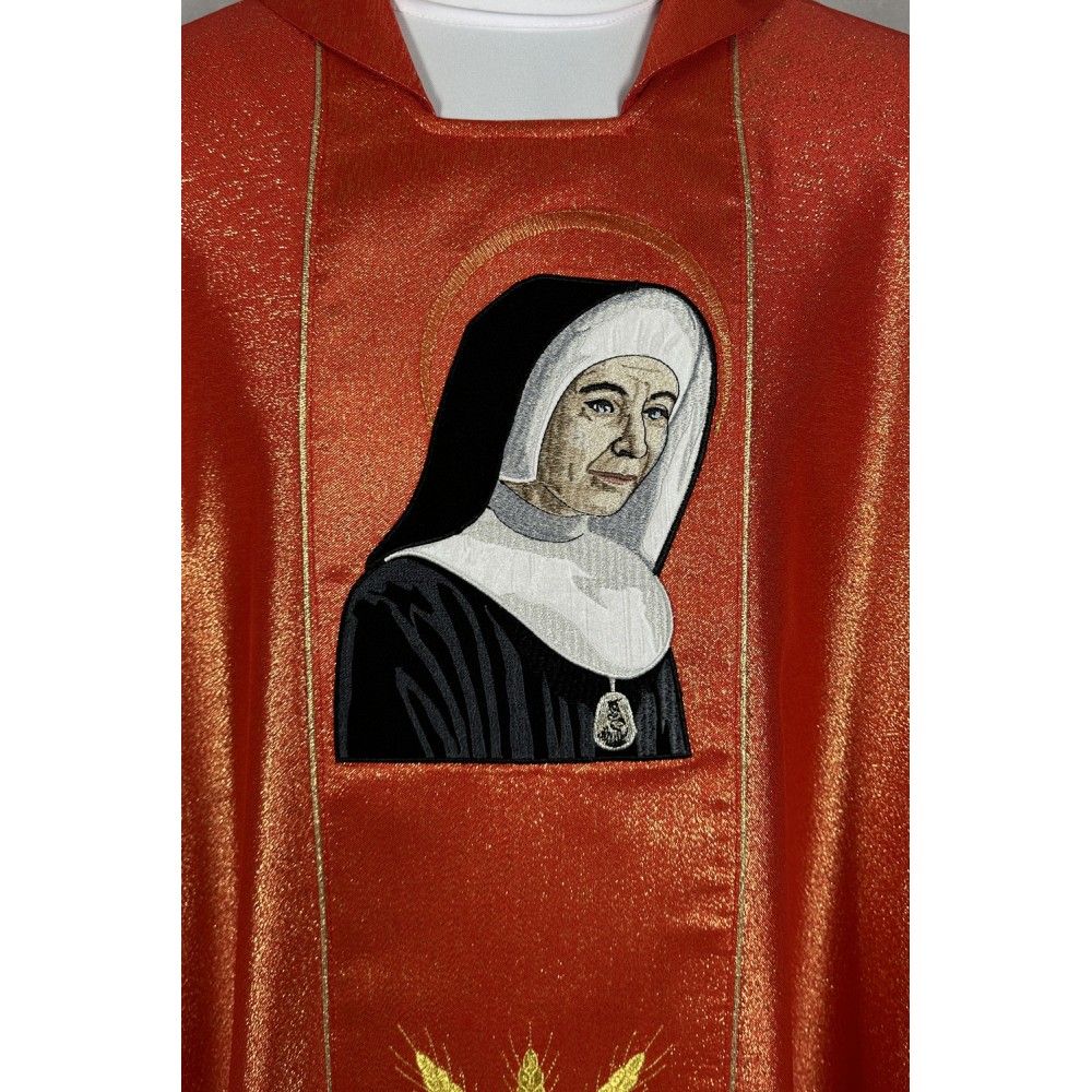 Ornat gotycki haftowany Błogosławiona s. M. Sapientia - Ornaty z wizerunkiem świętych - zdjęcie 2 - Ornat gotycki haftowany Błogosławiona s. M. Sapientia