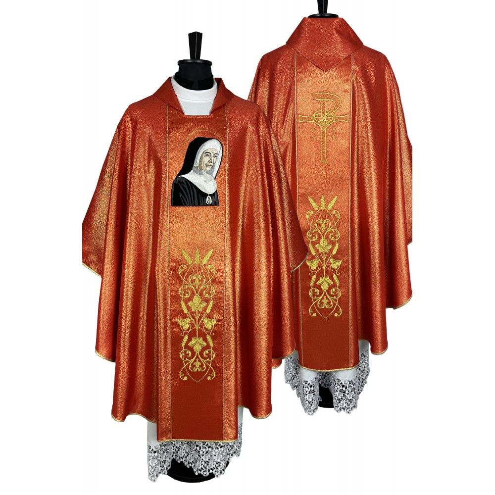 Ornat gotycki haftowany Błogosławiona s. M. Sapientia - Ornaty z wizerunkiem świętych - Nowość