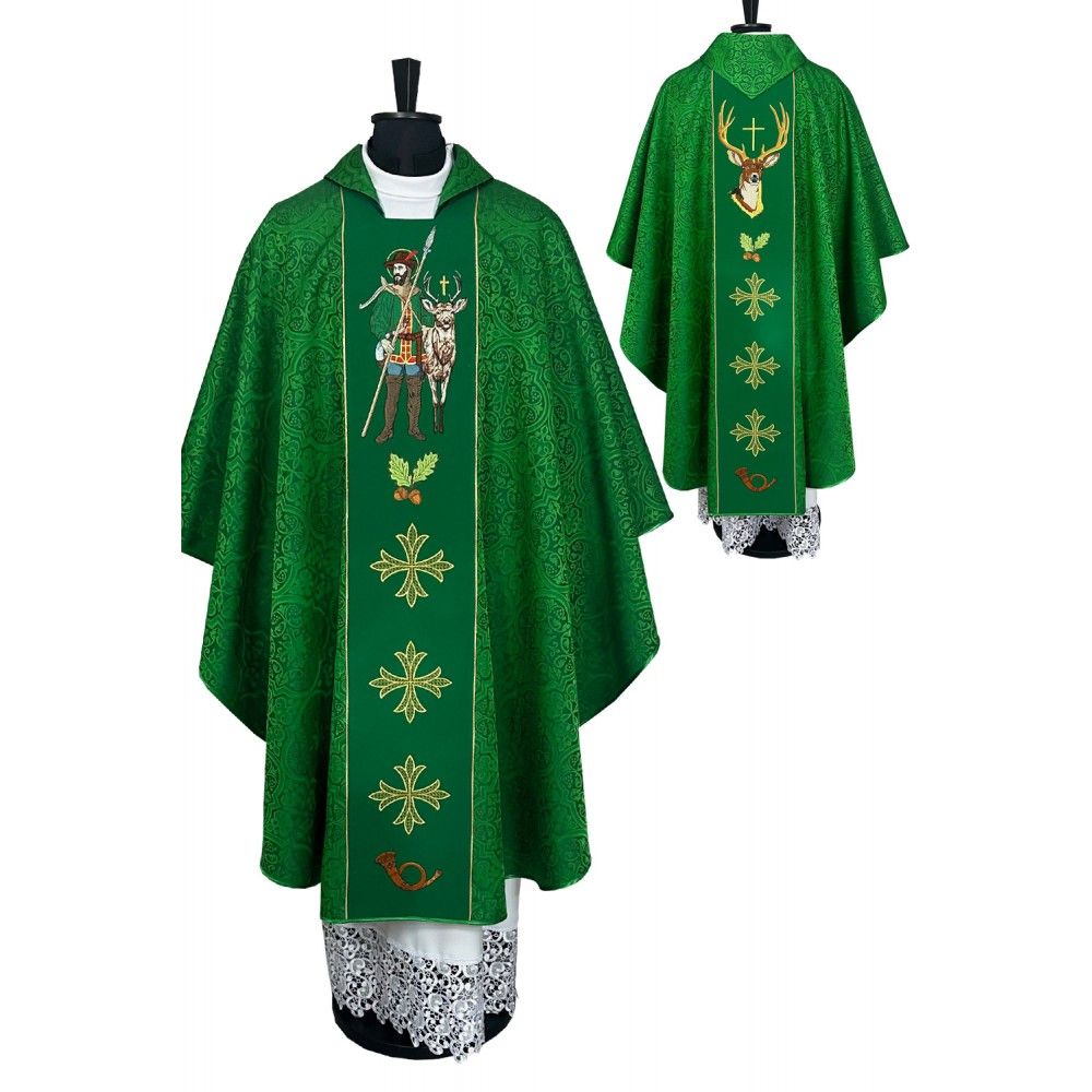 Ornat gotycki haftowany św. Hubert (44K) - Ornaty z wizerunkiem świętych - Nowość