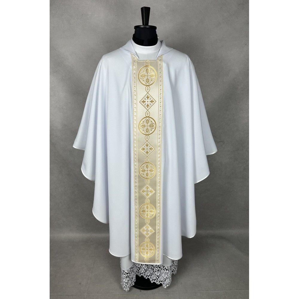 Ornat gotycki biały, pas tkany (45K) - Ornaty białe/ ecru - zdjęcie 2 - Ornat gotycki biały, pas tkany (45K)