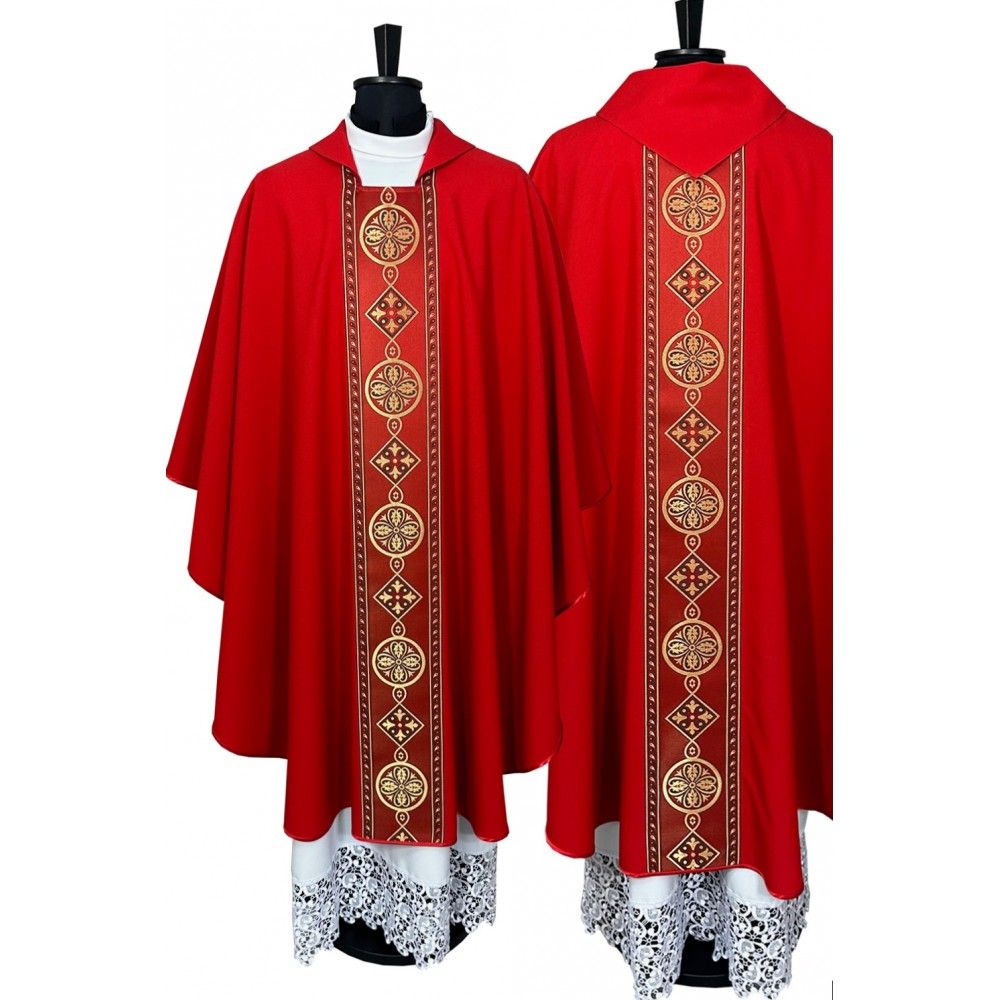 Ornat gotycki czerwony, pas tkany (46K) - ORNATY NA WIELKI POST - Nowość