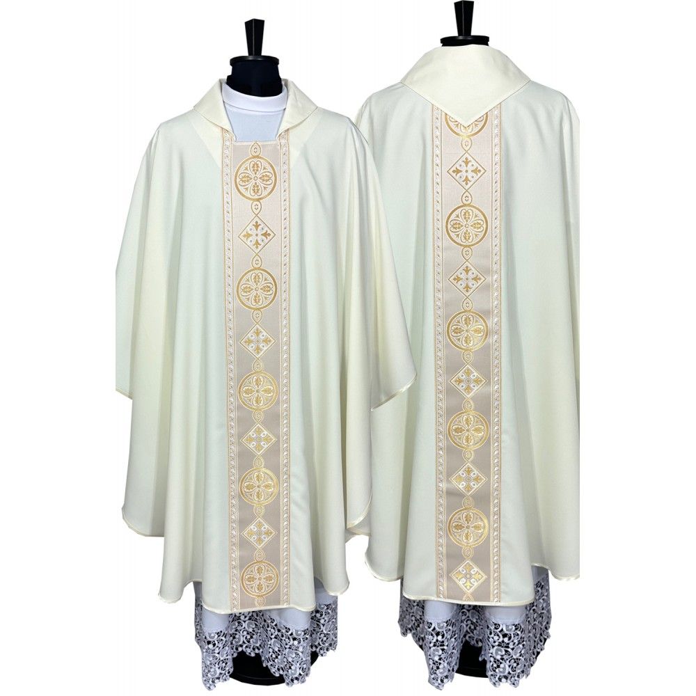 Ornat gotycki ecru, pas tkany (47K) - Ornaty białe/ ecru - Nowość