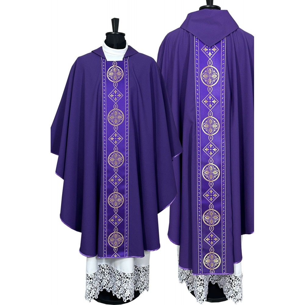 Ornat gotycki fioletowy, pas tkany (48K) - ORNATY NA WIELKI POST - Nowość