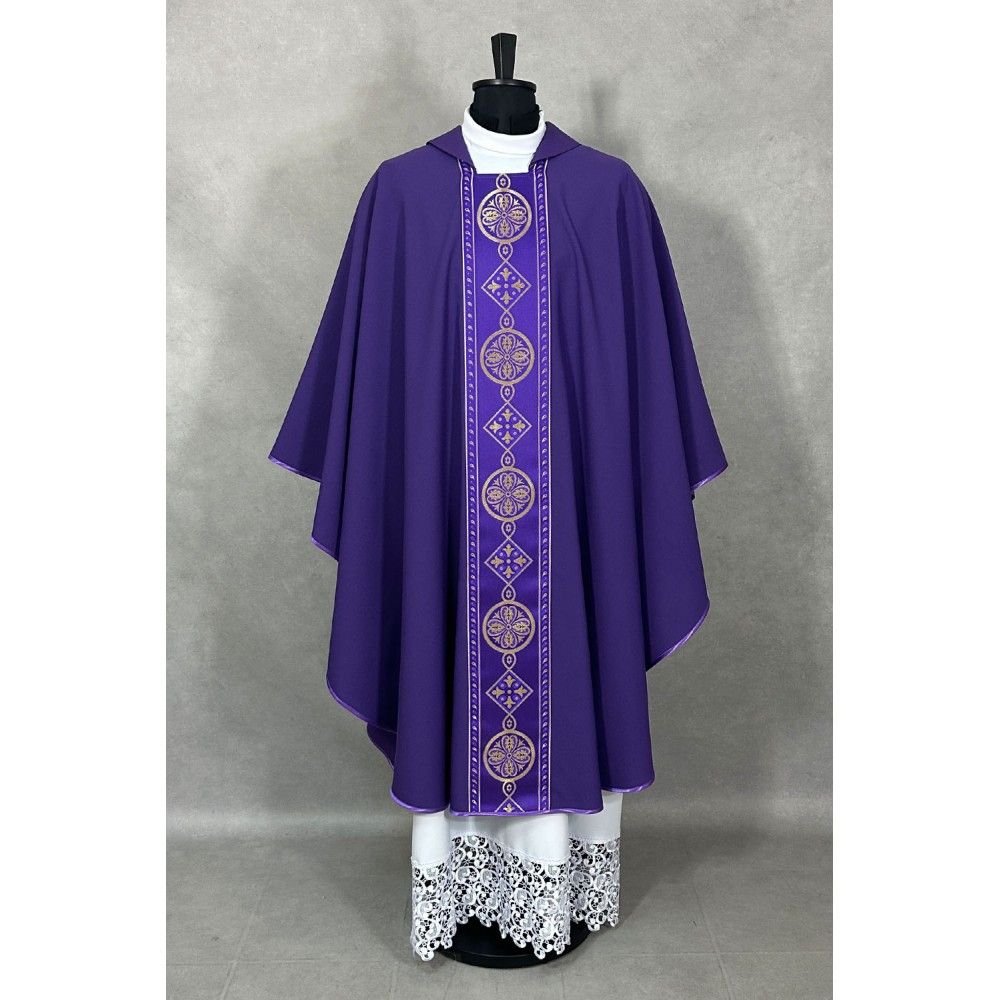 Ornat gotycki fioletowy, pas tkany (48K) - ORNATY NA WIELKI POST - zdjęcie 2 - Ornat gotycki fioletowy, pas tkany (48K)