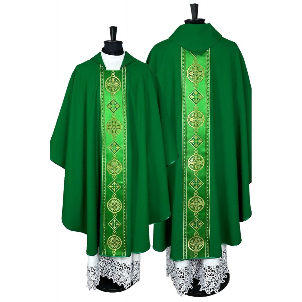 Ornat gotycki zielony, pas tkany (49K) - Ornaty zielone - Nowość