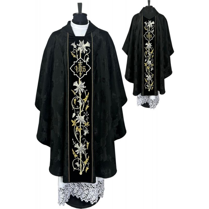 Ornat gotycki haftowany, czarny (51K) - ornaty czarne - Ornat gotycki haftowany, czarny (51K)