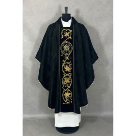 Ornat gotycki haftowany, czarny (54K) - ornaty czarne - zdjęcie 2 - Ornat gotycki haftowany, czarny (54K)