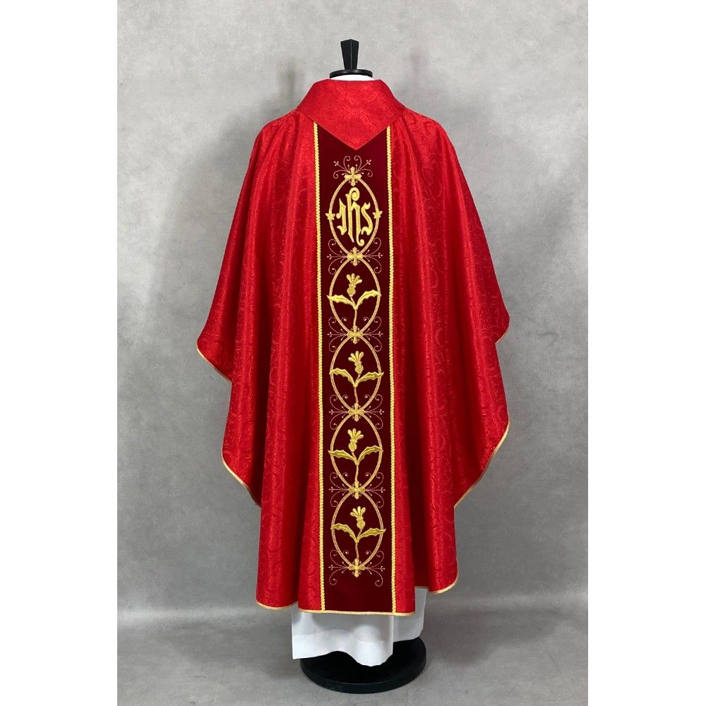 Ornat gotycki haftowany, czerwony, pas aksamit (58K) - Ornaty czerwone - zdjęcie 4 - Ornat gotycki haftowany, czerwony, pas aksamit (58K)