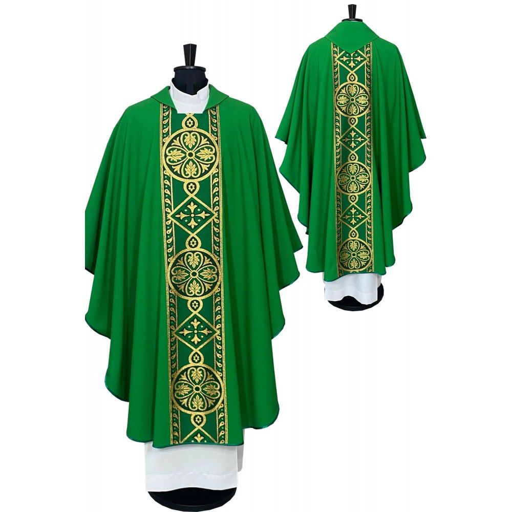 Ornat gotycki zielony, pasy tkane (60K) - Ornaty zielone - Nowość