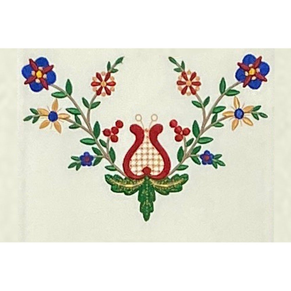 Ornat gotycki haftowany - Haft Kociewski (66K) - Ornaty białe/ ecru - zdjęcie 3 - Ornat gotycki haftowany - Haft Kociewski (66K)