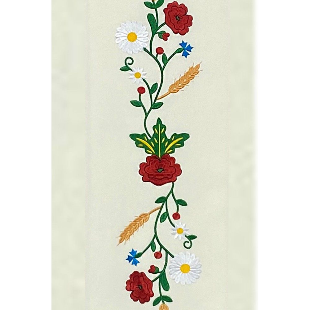 Ornat gotycki haftowany - Haft Kociewski (66K) - Ornaty białe/ ecru - zdjęcie 4 - Ornat gotycki haftowany - Haft Kociewski (66K)