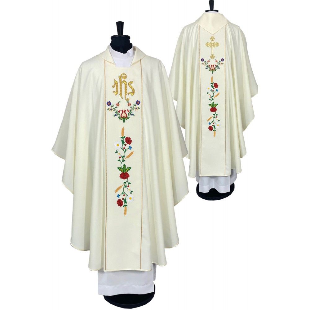 Ornat gotycki haftowany - Haft Kociewski (66K) - Ornaty białe/ ecru - Nowość