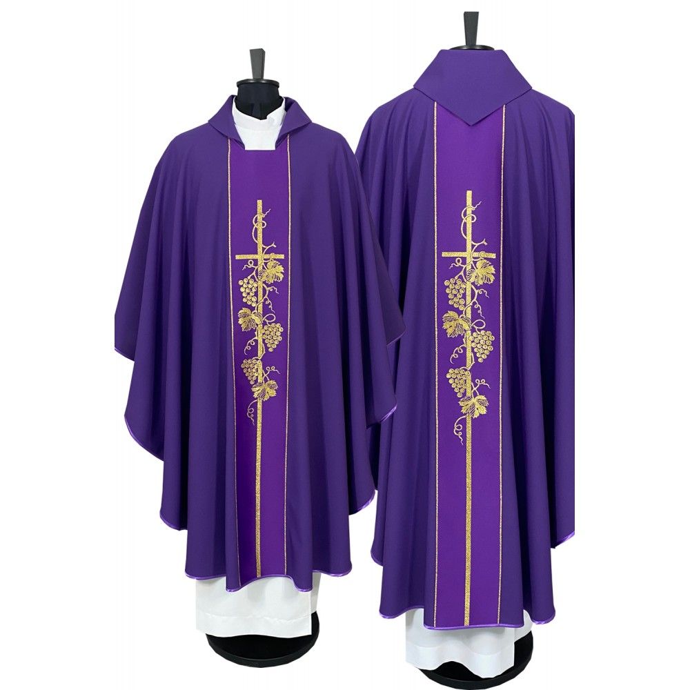 Ornat gotycki fioletowy, pasy tkane (68K) - ORNATY NA WIELKI POST - Nowość