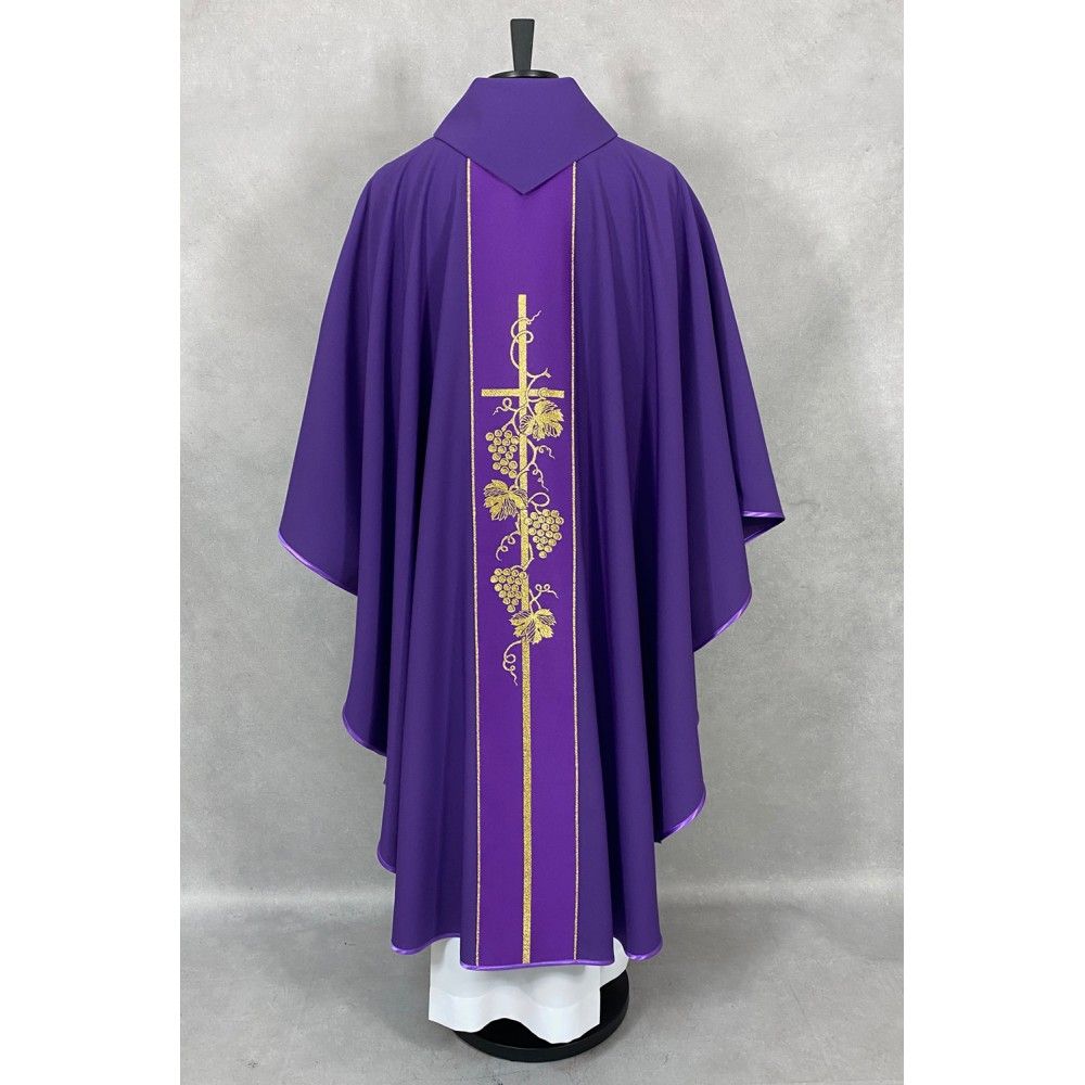 Ornat gotycki fioletowy, pasy tkane (68K) - ORNATY NA WIELKI POST - zdjęcie 3 - Ornat gotycki fioletowy, pasy tkane (68K)