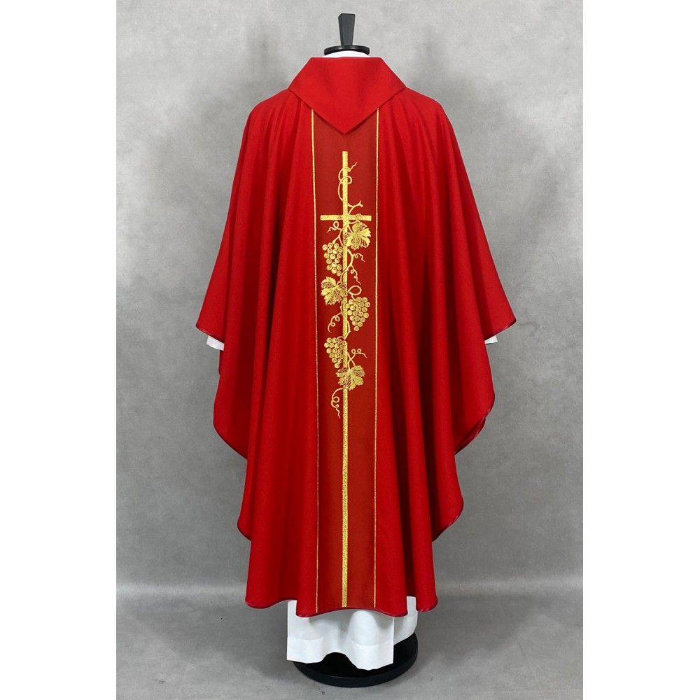 Ornat gotycki czerwony, pasy tkane (69K) - ORNATY NA WIELKI POST - zdjęcie 3 - Ornat gotycki czerwony, pasy tkane (69K)