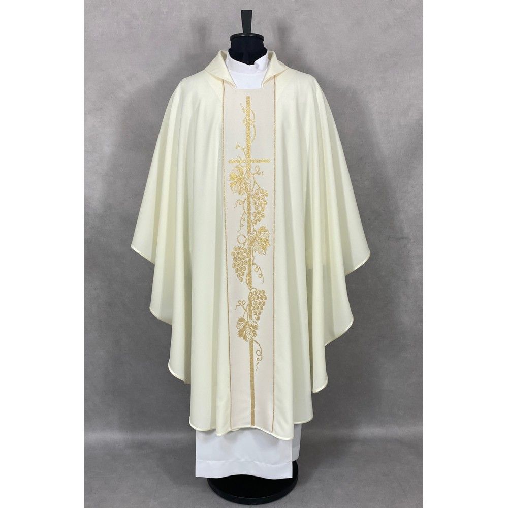 Ornat gotycki ecru, pasy tkane (70K) - Ornaty białe/ ecru - zdjęcie 2 - Ornat gotycki ecru, pasy tkane (70K)