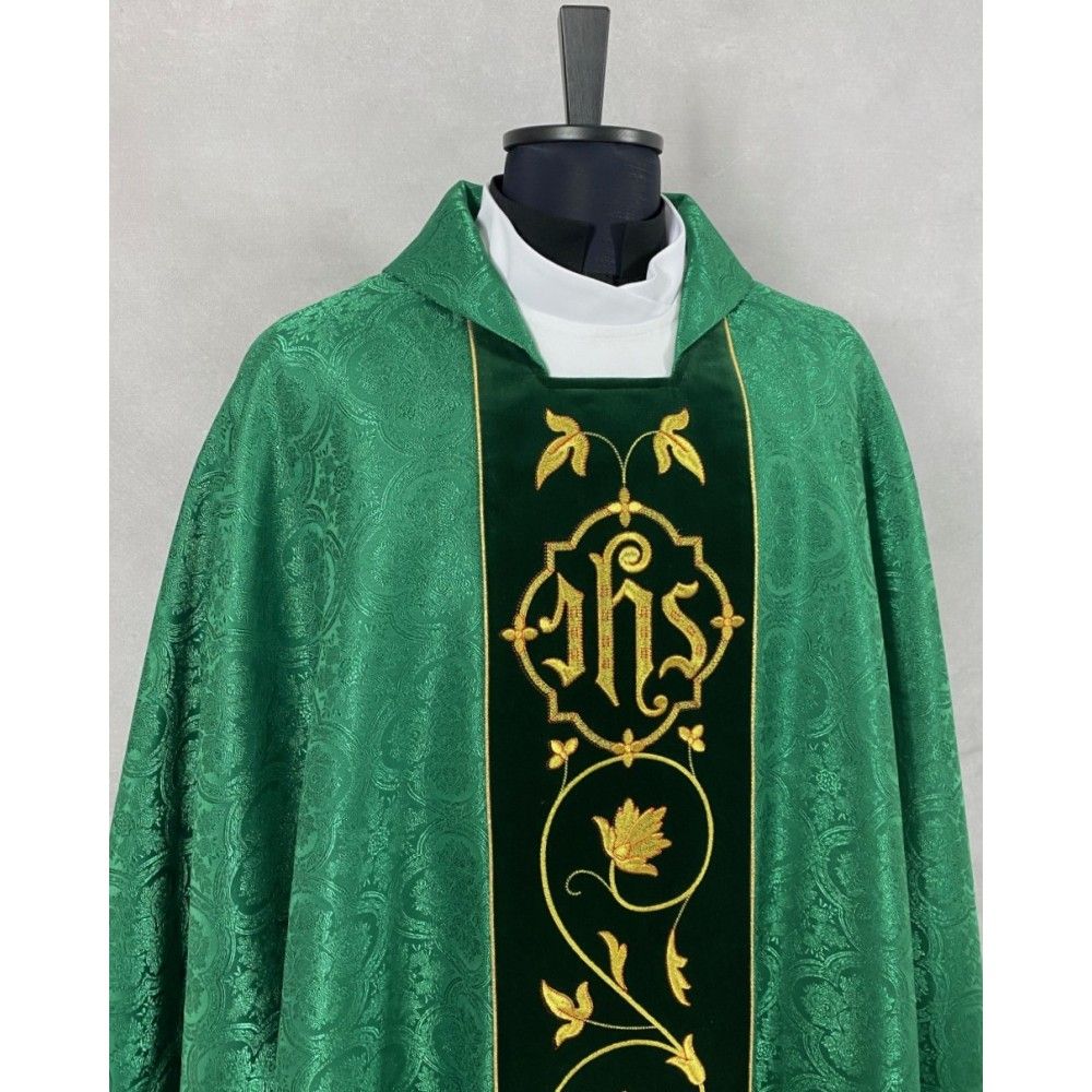 Ornat gotycki zielony haftowany - pas aksamit (42) - Ornaty zielone - Nowość