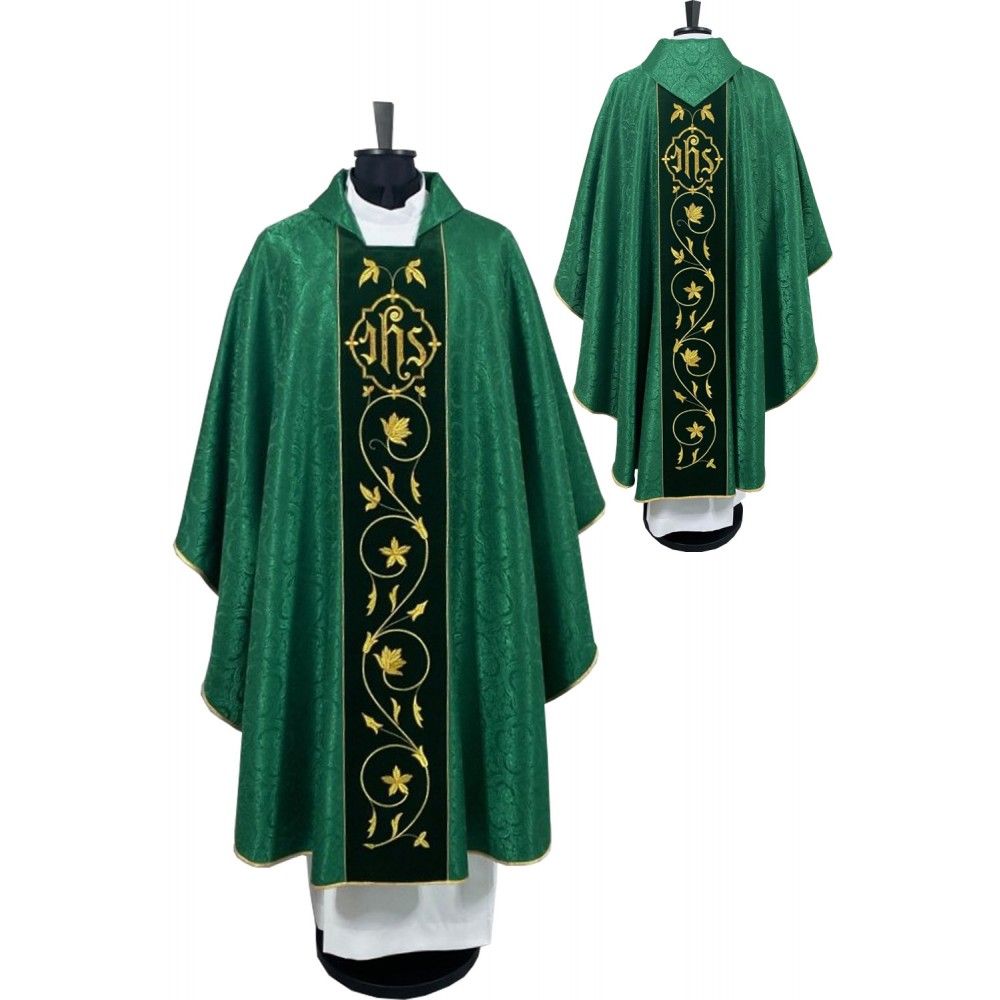 Ornat gotycki zielony haftowany - pas aksamit (42) - Ornaty zielone - zdjęcie 2 - Ornat gotycki zielony haftowany - pas aksamit (42)