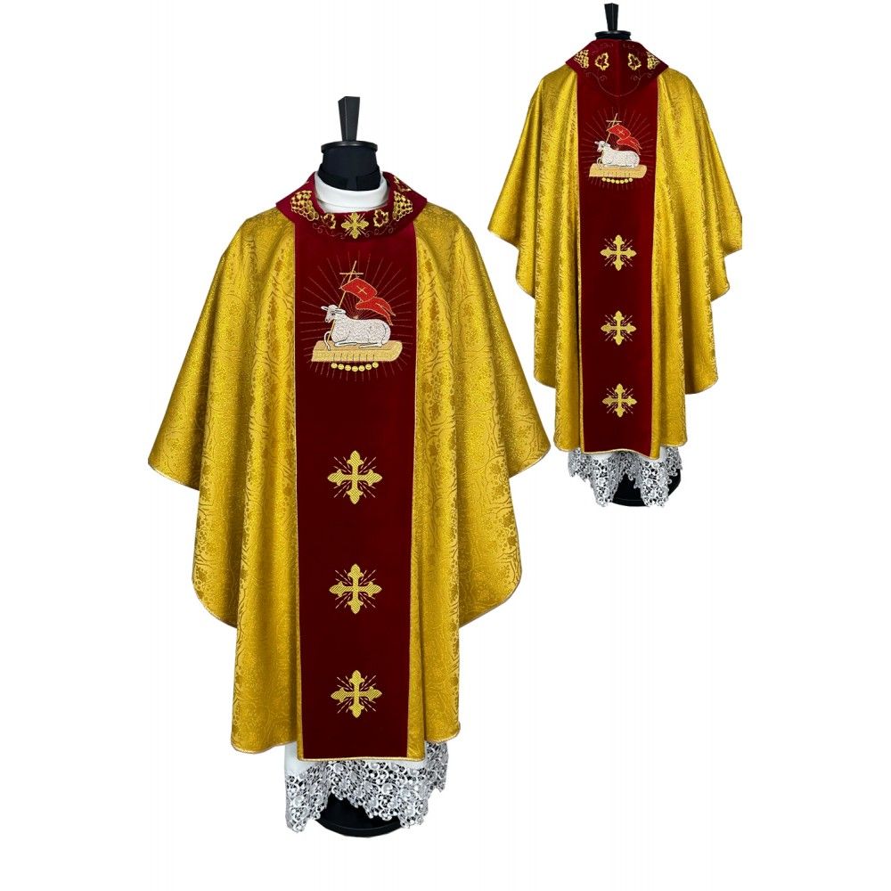 Ornat wielkanocny haftowany -  motyw Baranka Bożego (1) - ORNATY WIELKANOCNE - Nowość