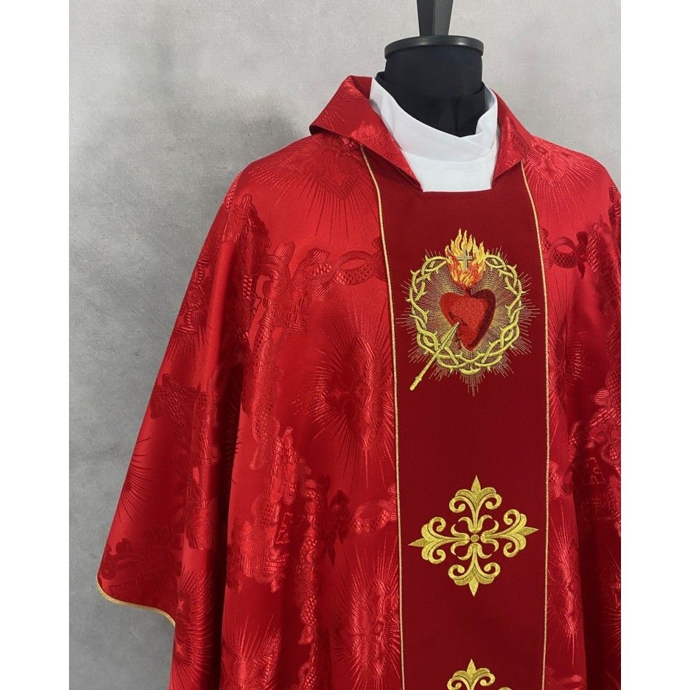 Ornat gotycki czerwony, haftowany - Serce w Koronie (76K) - Ornaty czerwone - zdjęcie 2 - Ornat gotycki czerwony, haftowany - Serce w Koronie (76K)