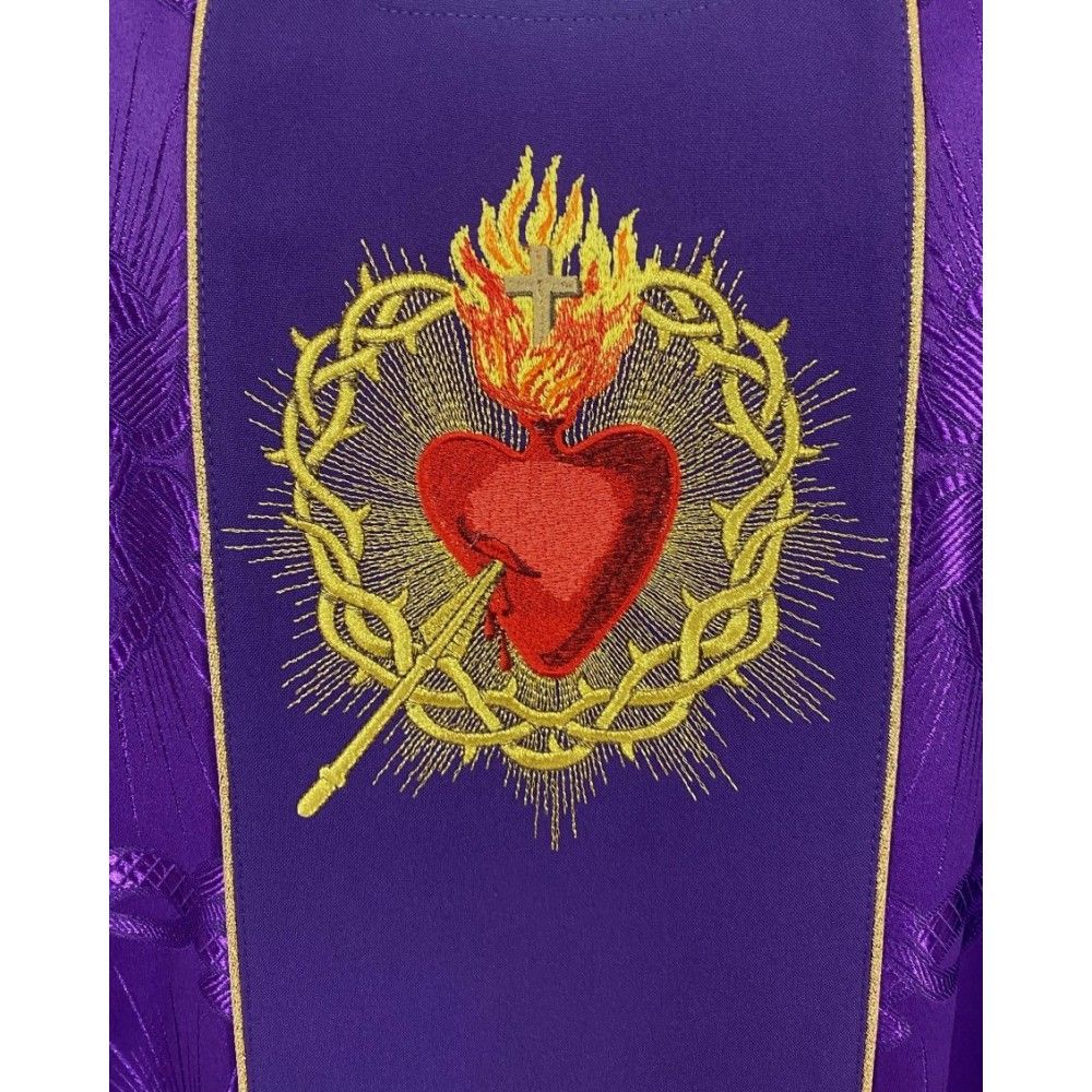 Ornat gotycki fioletowy, haftowany - Serce w Koronie (78K) - ORNATY NA WIELKI POST - zdjęcie 2 - Ornat gotycki fioletowy, haftowany - Serce w Koronie (78K)