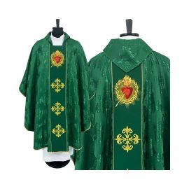 Ornat gotycki zielony, haftowany - Serce w Koronie (79K) - Ornaty zielone
